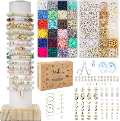 Kit para hacer pulseras Deinduser, 7200 piezas cuentas de arcilla, 24 colores cuentas de arcilla polimérica Foto 1 de 4