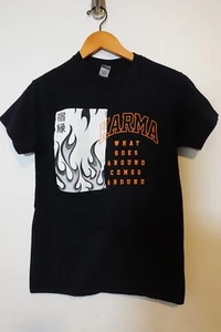 Karma What Goes Around Comes Around Black Flame Graphic T-Shirt Size Small - Picture 1 of 8