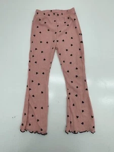 Shein Pink Black Heart Print Elastic Waist Pajama Pants Girls Size 6 - Picture 1 of 4