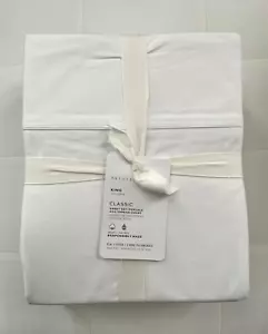 Pottery Barn 400 TC ORGANIC PERCALE Sheet Set ~King~ White NWD - Picture 1 of 2