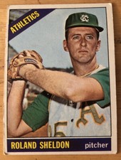 1966 Topps Roland Sheldon Baseball Card #18 Athletics Pitcher Low-Grade
