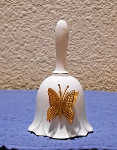 Lefton Bone China 1987 Bell with Gold Colored Butterfly - Picture 1 of 8