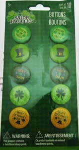 Saint Patrick's Day Pins 10 pack ~ Kiss Me I'm Irish, Lucky Charm... (5 Designs) - Picture 1 of 2