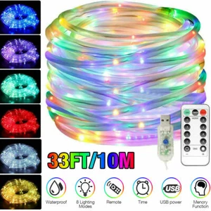 100 LED 33ft Strip Rope Light Tube String Outdoor Garden Party Decoration Lights - Picture 1 of 21