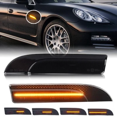 2X For 2009-16 Porsche Panamera 970 Smoke Amber Front Fender Side Marker Lights — 第 1/4 张图片