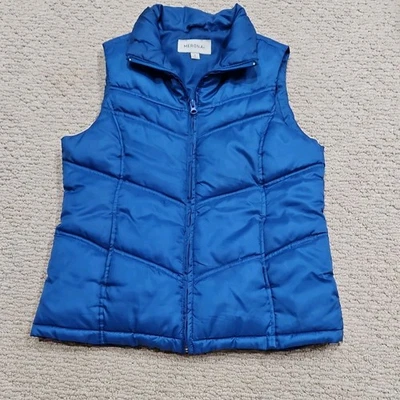 Merona Puffer Vest Jacket Womens Size Small Blue Sleeveless  - Image 1 of 3
