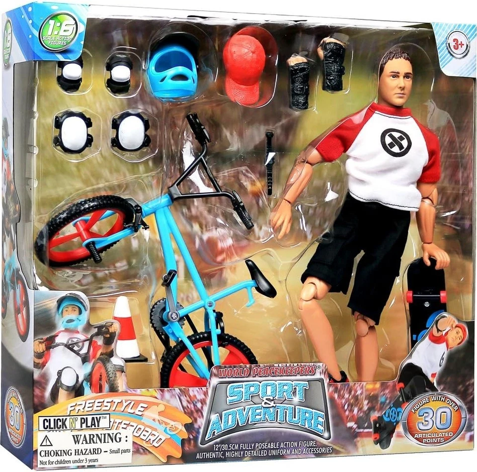 Click N' Play Sports & Adventure Bike & Skateboard 12" Action Figure Play Set - Image 1 of 4