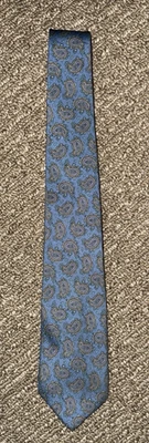 Valentino Pietro Paris Rome Beverly Hills Blue Paisley Necktie Silk - Image 1 of 4