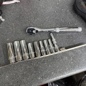 Proto Pro Quick Release Ratchet Tool 3/8" Drive Chrome 5249XLQR With Sockets - Picture 1 of 8