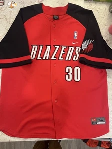 Vintage Nike Portland Trail Blazer Jersey #30 Rasheed Wallace Warm Up Button - Picture 1 of 14