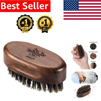 Cepillo para barba listo para viajar - Cerdas naturales de jabalí y elegante madera de nogal Foto 1 de 4