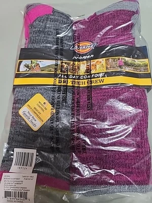 全新 6 件装女式 DICKIES 多色 Dri-Tech 船袜;鞋 9-13 — 第 1/4 张图片