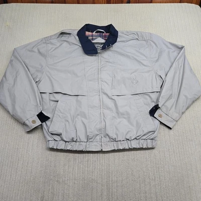 Vintage Members Only Jacket Mens Large Gray Plaid Collar Windbreaker Coat 90s - Image 1 of 4