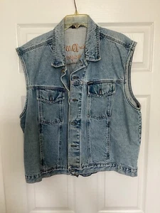 Chaleco Vaquero Vintage Harley Davidson Motociclista Azul Talla XL Hecho en EE. UU. Botón - Imagen 1 de 5