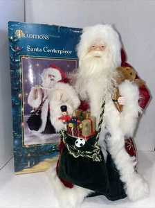 Traditions 16" Christmas Santa Collectable Centerpiece Porcelain Face & Hands - Picture 1 of 12