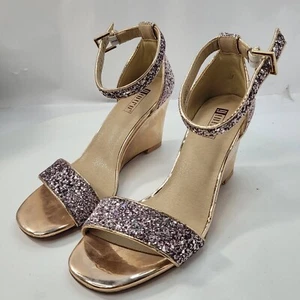 Didifu Women's 3 in Wedges Shoes Rose Gold Glitter Size 7 - Picture 1 of 12