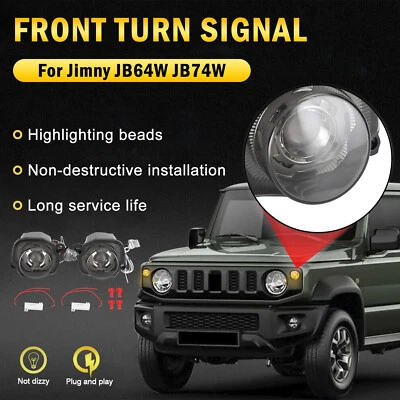 Pair of Front Turn Signal Lamp Light For Suzuki Jimny JB64 JB74 19-21 Smoked S11 - Image 1 of 4