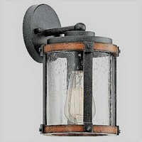 Kichler Barrington 16 In H Distressed Black And Wood Medium Base