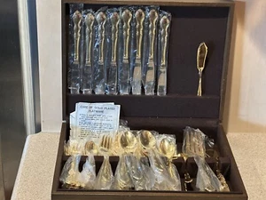 Supreme Cutlery By Towle 72 Piece Set Gold Plated Flatware in Box - Picture 1 of 18