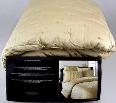 DONNA KARAN HOME ESENCIAL SEDA KING EDREDÓN 2 EUROS JUEGO FALSO MANTA COBERTOR DORADO Foto 1 de 4