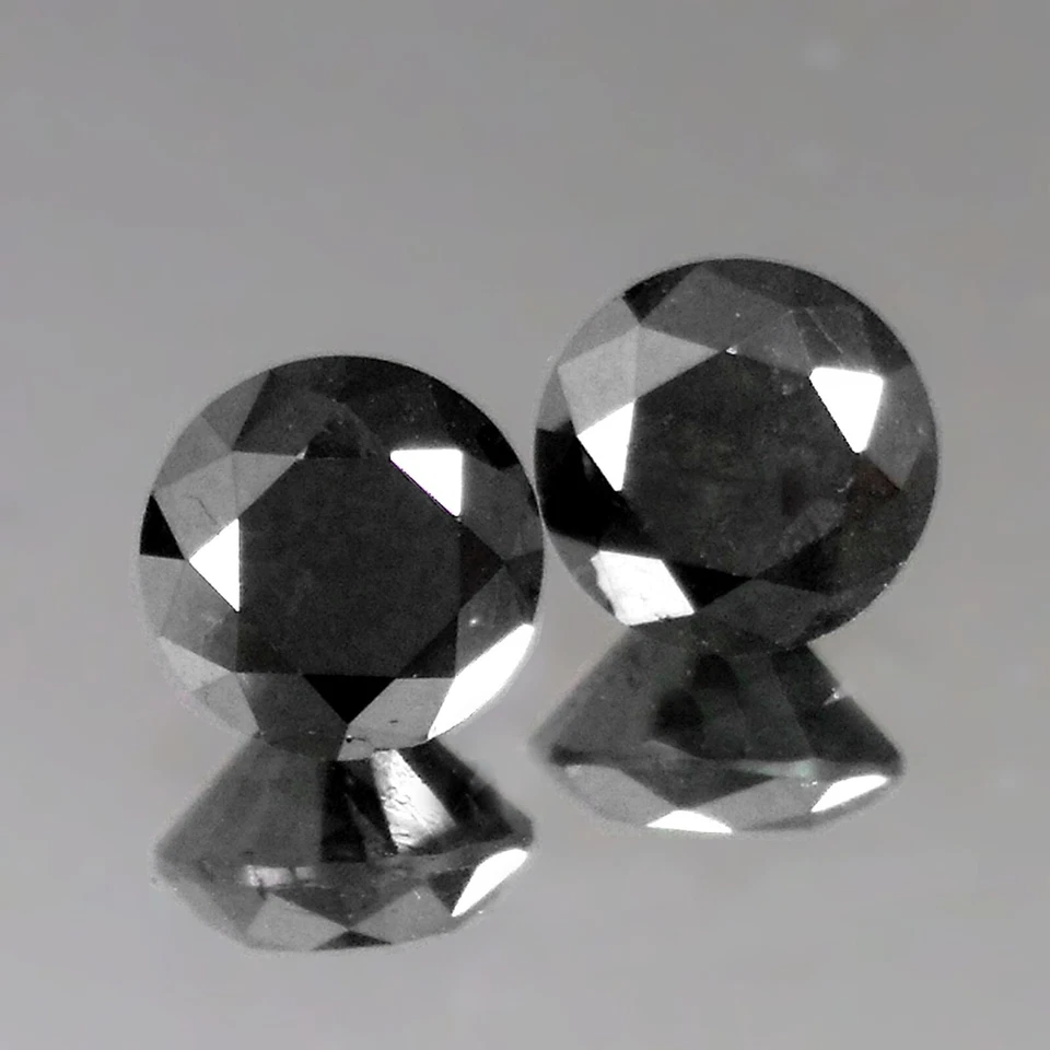 3.65cts Matching Pair Round Fancy Black Natural Earth Mined Loose Diamonds - Image 1 of 3