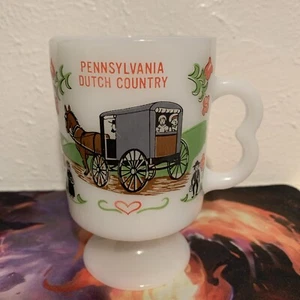 TAZA DE CAFÉ RARA VINTAGE de vidrio de leche 8 onzas años 70 Pennsylvania Dutch Country - Imagen 1 de 6