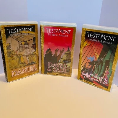 NEW! 3 Set VHS 1998-Testament: Bible In Animation - David & Saul; Daniel; Moses - Image 1 of 4