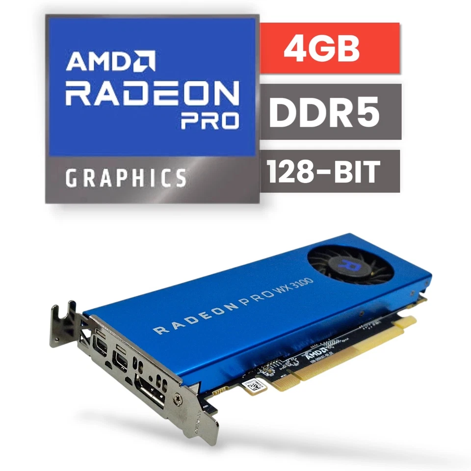 AMD Radeon Pro Wx 3100 4GB GDDR5 Pcie 3.0 x16 / Scheda Grafica 1x Dp, 2x Mini Dp - Immagine 1 di 1