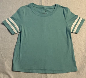 So girl boxy T shirt mint green with white striped short sleeve size S (7) - Picture 1 of 8