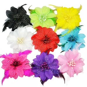Clips para el cabello grandes con flores de pluma brillante boda novia dama de honor compañía de baile - Imagen 1 de 12