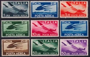 REPUBBLICA 1945/1947 - Democratica POSTA AEREA (9 val. MNH**) - Foto 1 di 1