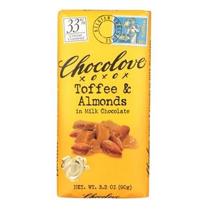 Chocolove Xoxox - Premium Chocolate Bar - Milk Chocolate - Toffee and Almonds... - Picture 1 of 2