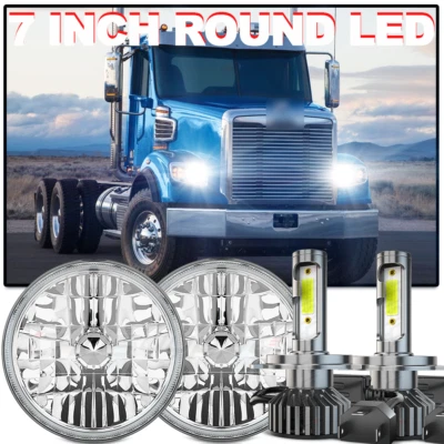 7-дюймовые круглые светодиодные фары ореол поворотник для Freightliner Coronado 2001-2016 - Изображение 1 из 4