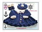 Baby girl / child coat hat boots knitting pattern in chunky cable sailor, BELLE.