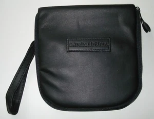 DELTA AIRLINES VINTAGE CD/DVD BLACK LEATHERETTE TRAVEL CASE CARRY STRAP ZIPPER - Picture 1 of 4