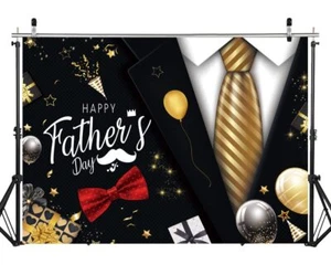 Father's Day Gold Tie Suit Backdrop 7x5ft Dad Party Photo Booth Props - Picture 1 of 7