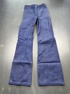 Vintage Seafarer Jeans Mens 26x33 Blue Bell Bottom Navy Dungaree Talon Zip Pants - Picture 1 of 10