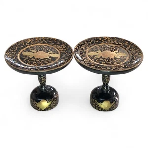 Japanese Hina Doll Takatsuki Tray Display Lacquer Makie Pair Offering Stand H5 - Picture 1 of 9