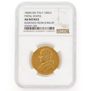 Italian Papal States 10 Scudi Gold NGC Au Details - Picture 1 of 4
