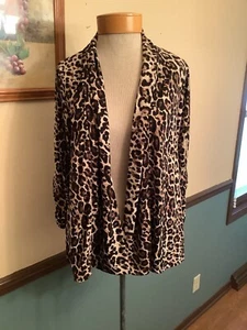 Ellen Tracy Polyester Animal Print Open Jacket/Cardigan Ruched 3/4 Sleeves S - Picture 1 of 3