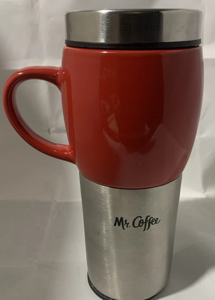 Taza de viaje Mr Coffee Traverse 16 oz roja de acero inoxidable y cerámica Foto 1 de 4