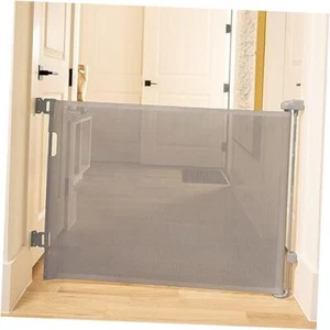 Baby Gate Retractable Gates for Stairs, Mesh Dog Gate 33" Tall x 55" Wide Gray - Picture 1 of 7