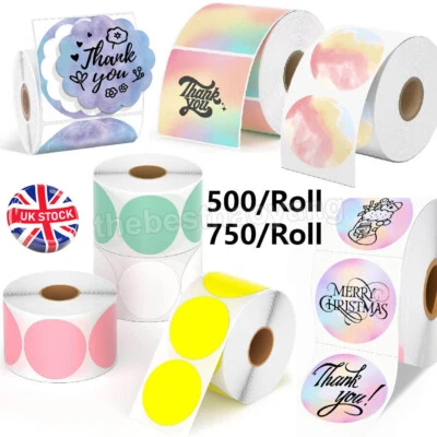 2" Square Round Direct Thermal Labels Self-Adhesive Circle Sticker DIY Design UK