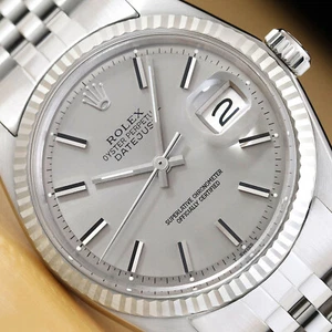 ROLEX MENS DATEJUST GRAY DIAL 18K GOLD STAINLESS STEEL WATCH w/ JUBILEE BRACELET - Picture 1 of 9