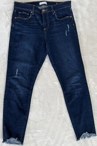 ANN TAYLOR LOFT Women’s Distressed Skinny Mid Rise Jeans/29(8) Dark wash Stretch - Picture 1 of 9