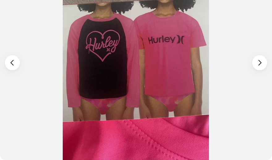 Hurley Girls Long & Short Sleeve Lot 2 Shirts Tops (HOT PINK/BLACK S 7/8)