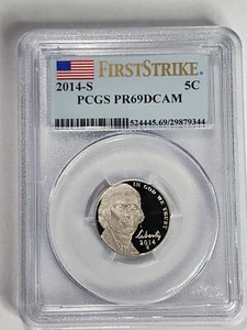 2014 S 5C San Francisco Jefferson Proof Nickel PCGS PR69 DCAM First Strike - Picture 1 of 4
