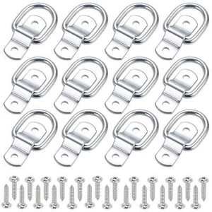 12 Pack D Ring Tie Down Anchors Trailer Tie Down Hooks for Truck Trailer Boat - Picture 1 of 7