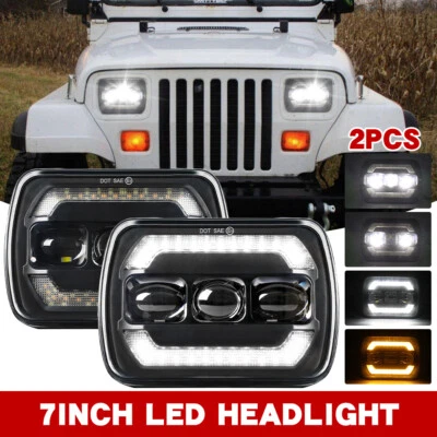 E Nummer 5x7" LED Scheinwerfer Blinklicht für Jeep Cherokee XJ YJ Chevy IP68 - Bild 1 von 4