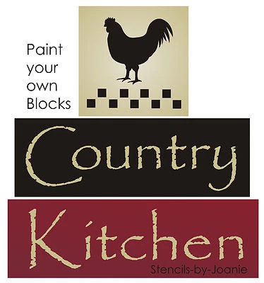 3 pc STENCIL Country Kitchen Rooster Chicken Farm Check Barn DIY Craft Art Signs - Image 1 of 4